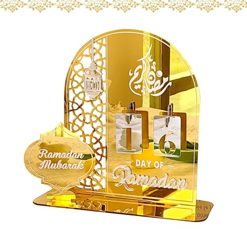 Ramadan Kalender aus Acrylic, Ramadan Deko, 30 Tage Countdown Ramadan Kalender Kinder, DIY Ramadan Countdown-kalender Ornament Gebet Ramadan Mubarak Deko Wohnzimmer Ramadan Geschenke (C)