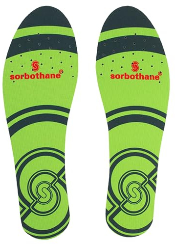 Sorbothane Single Strike Insoles, Men & Women - Heel & Arch Support UK3.5-5 | Nano Silver Antibacterial and Odour Control, Trim-to-Fit for Work Boots, Trainers and Everyday Footwear