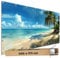TRIOSK Große Motivplane Sichtschutz Zaunblende mit Motiv Karibikstrand Meer Palmen Strand Motivbanner Garten Deko Plane Blickdicht für Zaun Terrasse Gartenzaun Zaunplane PVC 340x173 cm