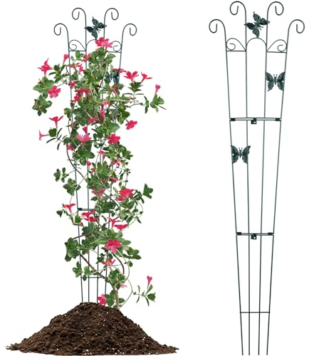 NiHome Foldable Metal Garden Trellis for Climbing Plants, 113x30cm Rust-Resistant Iron Wire Screen for Outdoor & Indoor Use, Easy Installation Plant Support for Vegetables, Roses & Vines