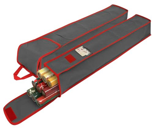 2x Aufbewahrungstasche für Geschenkpapier, Wasserdicht, Schwerlast Reißfest 600D Oxford Gewebe Weihnachtspapier Geschenkpapier Aufbewahrung Organizer Tasche (74x14cm)