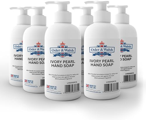 Osler & Walsh Luxury Pearl Hand Soap - 500ml – 6 pack - Gentle Formula with Elegant Scent for Sensitive Skin, Refillable