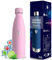 Grsta Gourde Isotherme, Gourde 500ml, Anti Fuite, Gourde Inox, 24h Froid & 12h Chaud, Gourde sans Bpa, Gourde Metal, Facile à Transporter, Bouteille d'eau pour l'École, Bureau, Voyage, Camping, Rose