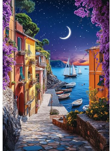 Bowetile 5D DIY Diamond Painting Art Kits Bord de Mer, Kits de Peinture Diamant Maison pour Adultes, Tableaux Brodés Strass de Forêt pour Débutants, Décoration Murale pour la Maison 30x40 cm