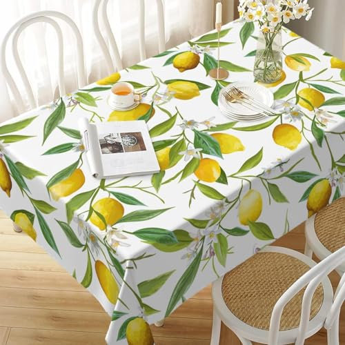 Tischdecke Outdoor Zitrone Tischdecken Abwaschbar 3D Obst Tischdecke Wetterfest Wasserdicht für Party Biertisch, 90x90 cm P/Q4058