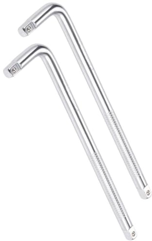 TA-VIGOR 2 Pcs 1/4 Drive L Shape Extension Bar Wrench, 6 Inch Socket Breaker Bar Tool, CR-V Chrome Vanadium Steel with Secure Spring Ball, Long Handle for Tight Spots, DIY and Auto Repair