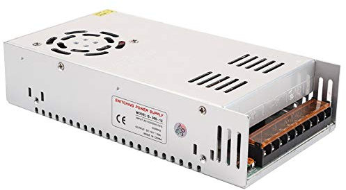 12V 30A Fuente de Alimentación de Conmutación Regulada Universal con Control de Temperatura, Ideal para Tiras LED, Electrodomésticos