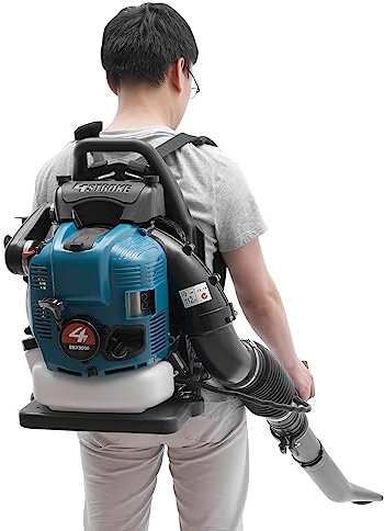MEHOOSPVN 75.6CC 4-Takt Benzin Laubbläser Gebläse Rückentragbar Garten Motor Frei Stehend Rückenlaubbläser Rucksack Blätter Ventilator Laubbläser Leistungsstarke LuftgeküHlten 2600W 7000r/min