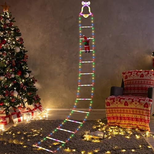 3.2M Weihnachten Leiter Lichter mit Timer - 8 Modi 240 LED dekorative Lichter für Indoor/Outdoor-Wände, Haus & Garten - Bunte Xmas Party Dekorationen (farbig)