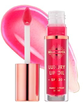 Bellamianta Luxury Lip Oil, Glossy Plump, SPF 30, 3ml, Raspberry | Hydrating, Nourishing, with Hyaluronic Acid, Rose Hip Oil, Vitamin E