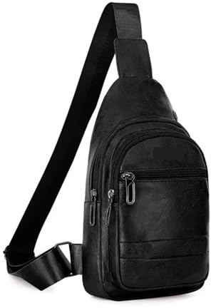 Brusttasche Herren Sport Brusttasche Herrentaschen Sling Zipper Pack Brust Schulter Umhängetasche(Black)