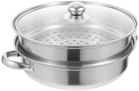GARVALON Pentola Vapore Acciaio Doppio Strato con Uniformi Resistente e Facile da Pulire in Lavastoviglie per Verdure Pesce e Patate al Vapore