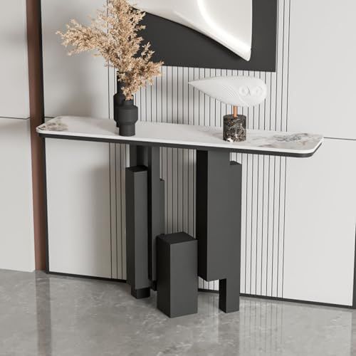 Les Console Entree avec des Cadres en Métal Profilé Consoles Modernes en Marbre Conviennent Parfaitement Derrière Les Canapés De Style(White,80cm/31.4in)