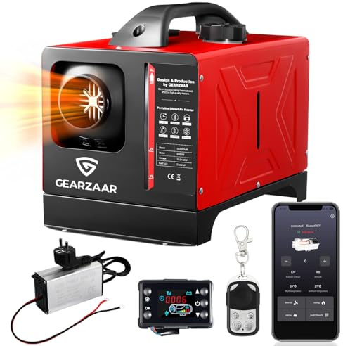 GEARFLOW 8 kW Dieselheizung, All-in-One Diesel-Luftheizung, 220-240V AC & 12/24V DC, Schnelles Aufheizen, Tragbare Diesel heizung mit APP & Fernbedienung & LCD-Bildschirm