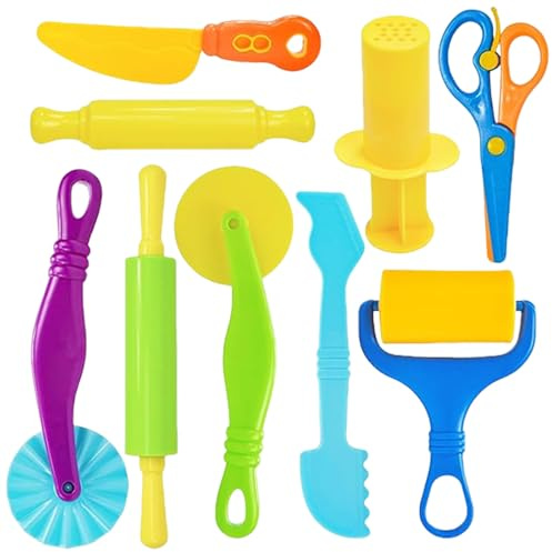 Knete Zubehör,Knetwerkzeug,Knete ab 2 Jahre,Play Werkzeug Knetset set Knet,für Kinder Knetzubehör Knetä Jahr,Jahren Kneten Werkzeuge,Kinderknete Formen Plastilin DIY Kinderknetekinderknete (9 color)