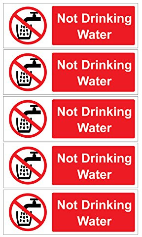 Pack of 5 Not Drinking Water Notice Self Adhesive Stickers Safety Signs Business Each is 150mm by 50mm