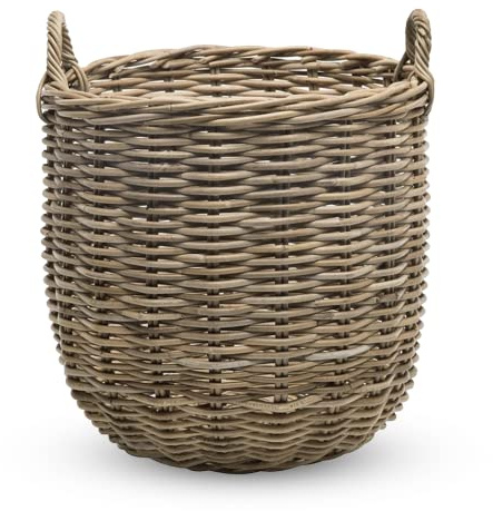 KOUBOO Rattan Kobo Round Storage Basket, Handwoven Rattan Basket with Handles, Organization & Home Decor for Storage, Gray-Brown