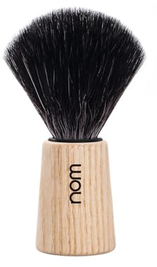 nom - Rasierpinsel - THEO Serie - Synthetische Faser Black Fibre - Eschenholz natur