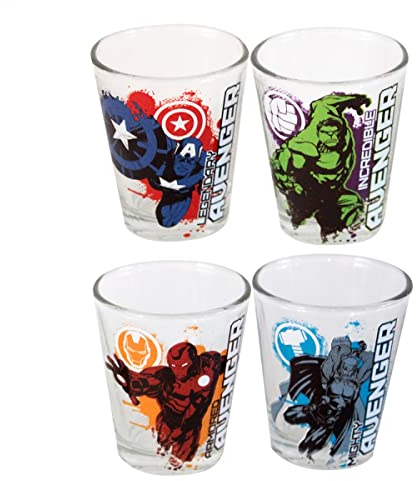 Silver Buffalo Marvel Avengers Featuring Iron Man, The Hulk, Captain America und Thor Mini-Gläser, 42,5 g, 4 Stück