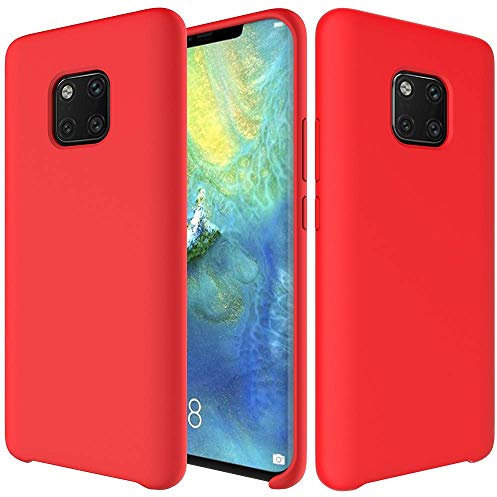 Cover Huawei Mate 20 Pro Silicone liquido Custodia Ultra Slim Cover Antiurto con Morbida Microfibra Fodera Copertura Protettiva Slim Sottile AntiGraffio Cover Case per Huawei Mate 20 Pro,Rosso
