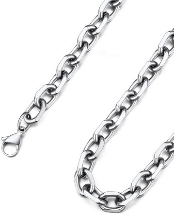 ChainsHouse Kette für Damen Herren Edelstahl Rolokette 3/5/7/9/12mm breit | Halskette in Silber/Schwarz/Vergoldet, wasserfest Ankerkette Gliederkette ohne Anhänger, Hip Hop O-Kette, Länge 46-76cm