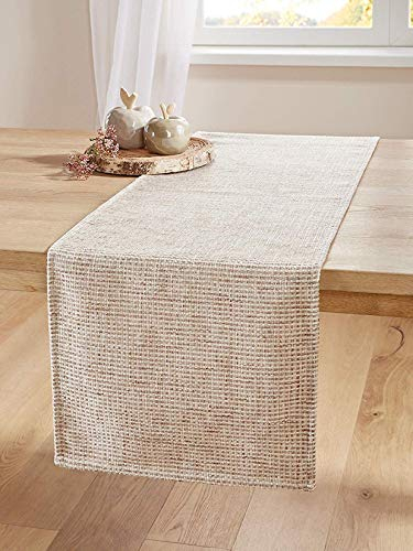 Tischläufer Rustikal in beige / braun, 40x140 cm, 100% Chenille, Tischband