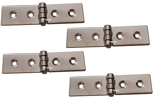 FP INOX Scharnier, rechteckig, 80 x 20 mm, 1,5 mm Edelstahl A2, Silber, Simpel (4 Stück)