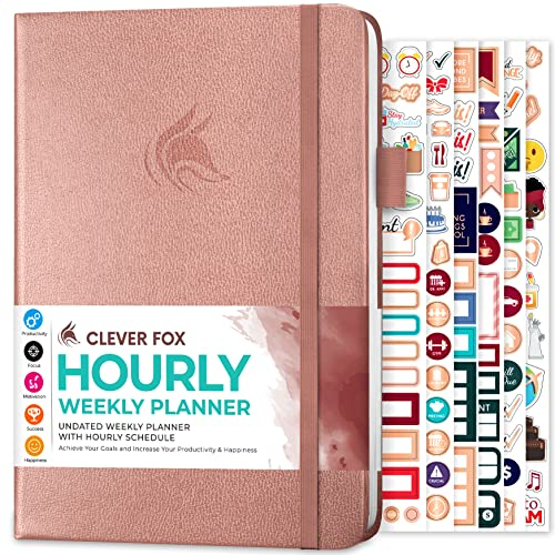 Clever Fox Planner Schedule – Undated Weekly & Monthly Life Planner with Time Slots, Appointment Book & Daily Organizer, A5 (Rose Gold)