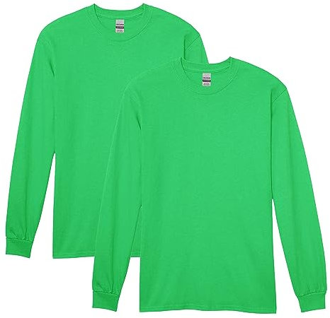Gildan Men's Heavy Cotton Long Sleeve T-Shirt, Style G5400, 2-Pack, Irish Green, Large (Pack of 2)