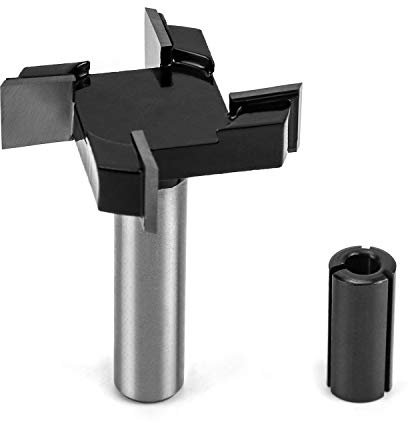 QWORK CNC Spoilboard Surfacing Router bit, 1/2 '' Shank, 2 '' Diametro di taglio, 4 ali, Router di appiattimento della lastra Utensili per la lavorazione del legno