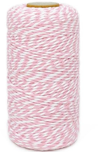 Cotton Twine Pink and White Baker String 2mm Thick 328 Feet Christmas Twine for Gift Wrapping DIY Crafts Home Decoration Gardening