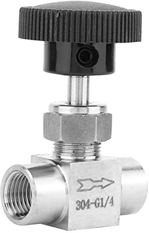 Gerades Nadelventil, 1/8 Zoll 1/4 Zoll 3/8 Zoll 1/2 Zoll BSPP Innengewinde Gerades Nadelventil Fit für die Übertragung von Wasser Gas Öl Kraftstoff(Black Handle 1/4in)
