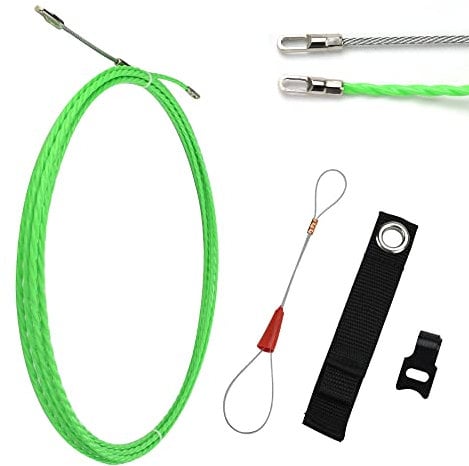 YAANBUNB 6m Fish Tape Wire Puller Electrical Wire Threade Nylon Fish Tape Cable Puller Cable Rods Kit Through Wall Cables Running Rods Cables Fishing Tool with Metal Lock Wire for Insulation Pipe