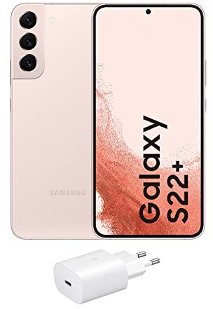 Samsung Galaxy S22+ 5G (128 GB) Rosa + Cargador – Teléfono Móvil libre, Smartphone Android (Versión Española)