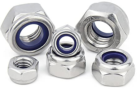 M8 304 Stainless Steel Nyloc Lock Nut,8mm Self Nylock Locking Nuts with Nylon Inserts (Pack of 20)