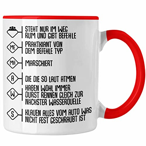 Trendation - Feuerwehr Tasse Geschenke Zubehör Lustig Einsatz Geburtstag Spruch Mann Praktikant (Rot)
