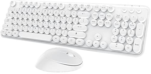 Kootop Wireless Keyboard and Mouse Combo with Numeric Keypad and Mouse for Windows, Computer, PC, Laptop (White)