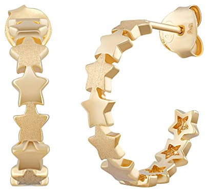 cai Damen Creole 925/- Sterling Silber 2,0cm Matt/Glanz gelb 274210078V