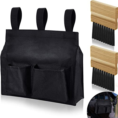 Dunzy 3 Pcs Umpire Kit Umpire Ball Bag and Wood Handle Baseball Umpire Brush Umpire Gear Set Black Umpires Ball Bag with 2 Pcs Baseball Softball Home Plate Brush Umpire Referee Equipment Kit
