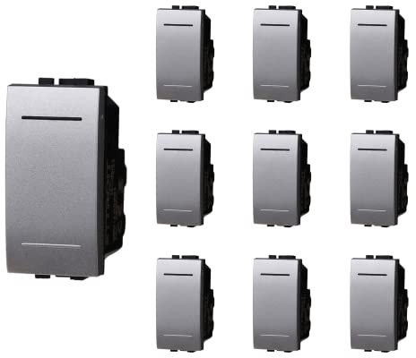 10 Pezzi Interruttore Unipolare, Compatibile Con Bticino Living Light (Grigio)