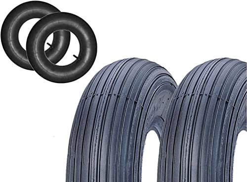 2 Copertoni + 2 Camere D'Aria 3.50-8 Pneumatici Rigati Rinforzati 4PR Gomme Ruota Carriola