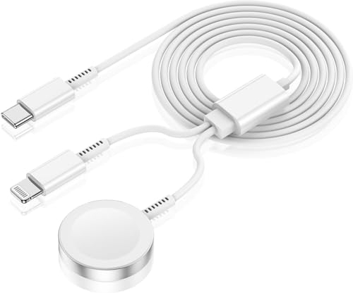 2in1 Schnellladegerät für Apple Watch, 6.5FT kabelloses Ladekabel für schnelles Laden über USB-C für Apple Watch Series SE/8/7/6/5/4/3/2/1 & Phone 14/13/12/11/Pro/Max/XR/XS/XS Max & Pad