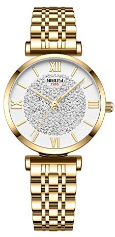 NIBOSI Women's Watch Analog Rose Gold Quartz Watch for Ladies Stylish Waterproof Stainless Steel Dress Wrist Watch Girl Bracelte