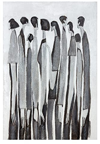 GILDE Bild Gemälde XL Melancholia - Wandbild Leinwand auf Keilrahmen - handgemalt 60 x 92 cm Hochformat - Farbe: schwarz weiß