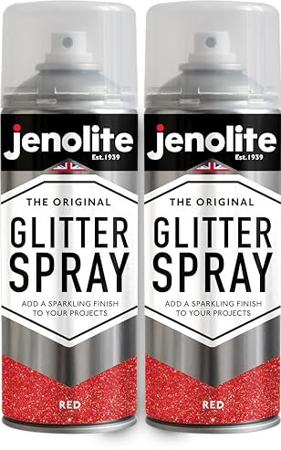 JENOLITE Peinture à paillettes en aérosol | ROUGE | Peinture pailletée | Multisurface | Parfait pour l'artisanat et les loisirs | 2 x 400ml
