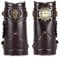 JewelryWe Leder Armschutz mit Uhr Herren - 2 Stück Steampunk Armschiene Echtleder Armschützer Armbanduhr Männer Mittelalterliches Gauntlet-Armband Handschuhe für für Halloween Cosplay Party