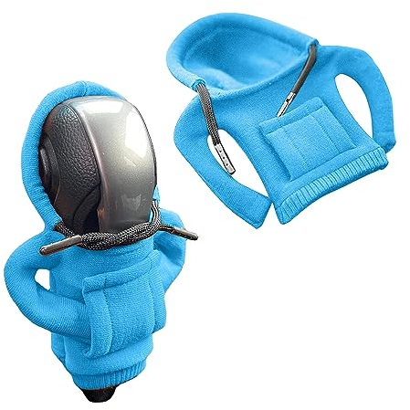 YEJAHY Pomo para palanca de cambios, cubierta para palanca de cambios, cubierta con capucha, divertida sudadera con capucha decorativa, para coche (azul)