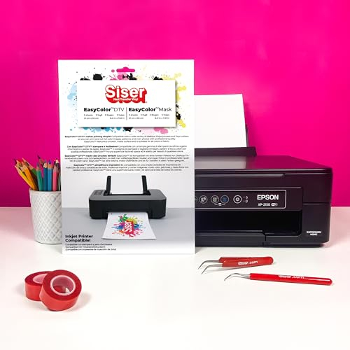 Siser Easy Color DTV Packung 5+5, thermo-transferierbare, mit Inkjet bedruckbare Folie für helle und dunkle Textilien, 5 A4-Blätter Easy Color und 5 A4-Blätter Application Tape