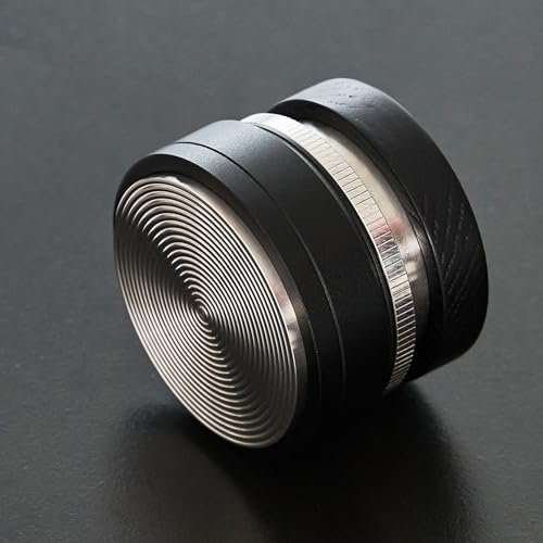 Coosigar Espresso-Tamper, 58 mm, verstellbare Tiefe, passend für alle 58 mm Espresso-Siebträger, konzentrischer gemusterter Boden, integrierter Feder-Kaffeestampfer, Edelstahl und Holz,, BSETB58