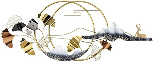 CINASA Wanddekoration, große Metall-Wanddekoration – Kunst-Wandbehang, Metall-Wandkunst, Edelstahl, Ginkgo-Biloba-Wandbehang, Dekoration, Eisen-Wandskulpturen